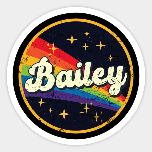 Bailey // Rainbow In Space Vintage Grunge-Style Sticker by LMW Art